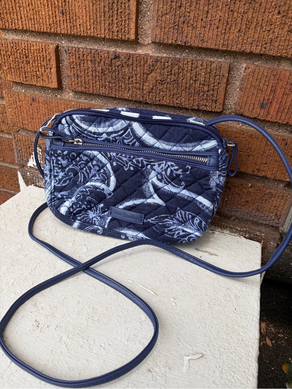 Vera Bradley Navy Quilted Floral Crossbody Bag